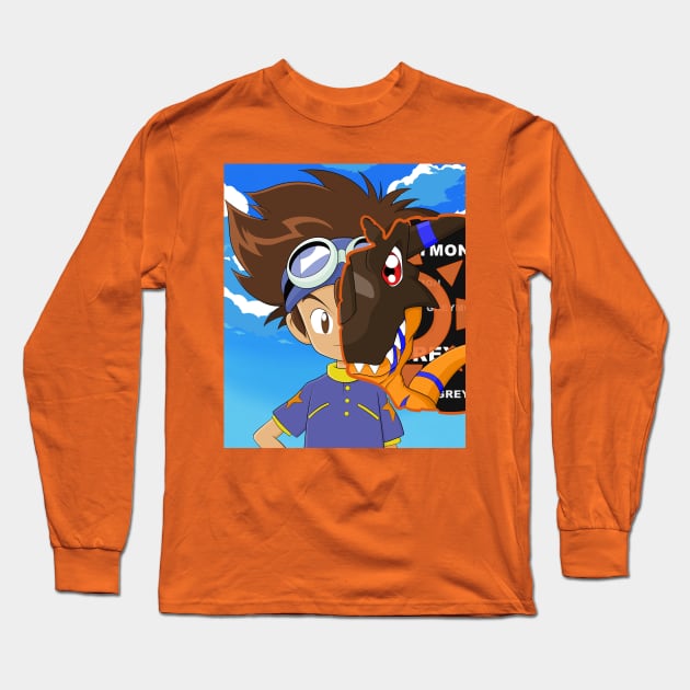 Tai and Greymon Long Sleeve T-Shirt by MEArtworks